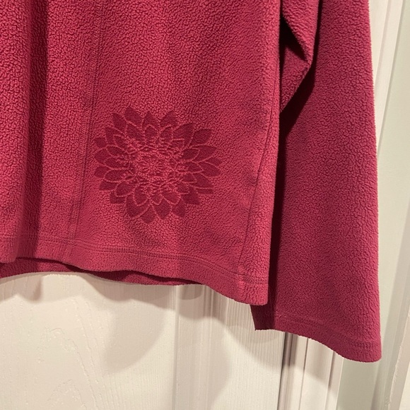 L.L. Bean Size XL Pink Mock Neck Floral Print Quarter Zip Fleece Top Zip Pocket - Picture 4 of 10